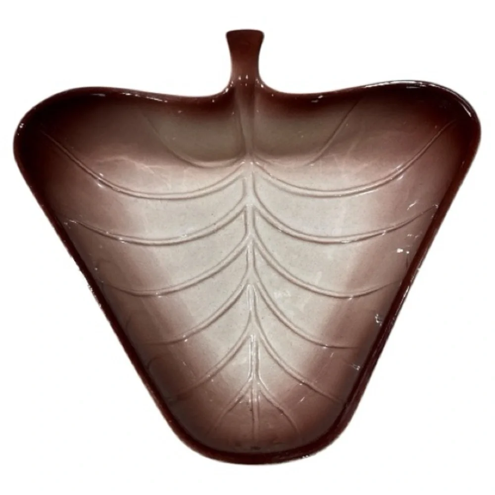 Vintage MCM Valley Vista #702 Calif USA Pottery Bowl Leaf Shaped Brown Set of 5